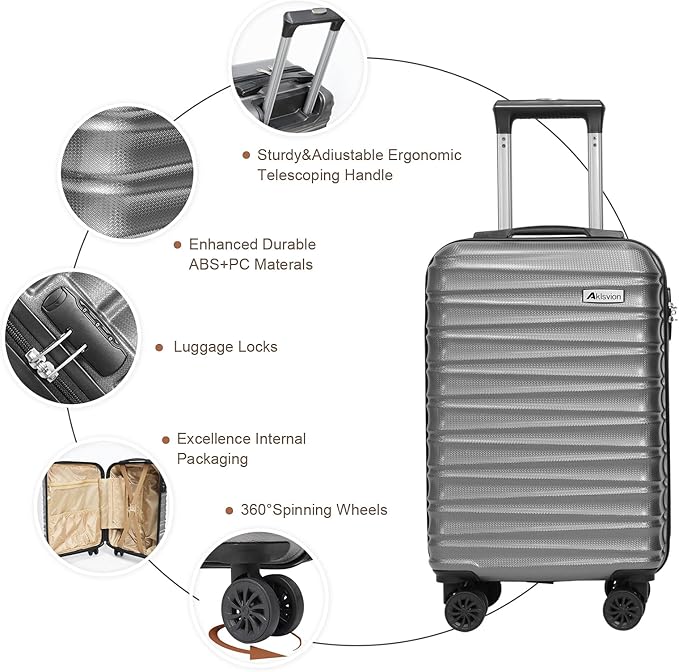 Luggage Set 3 Piece Luggage Set ABS hardshell Spinner Wheels Luggage Carry on - Image 2