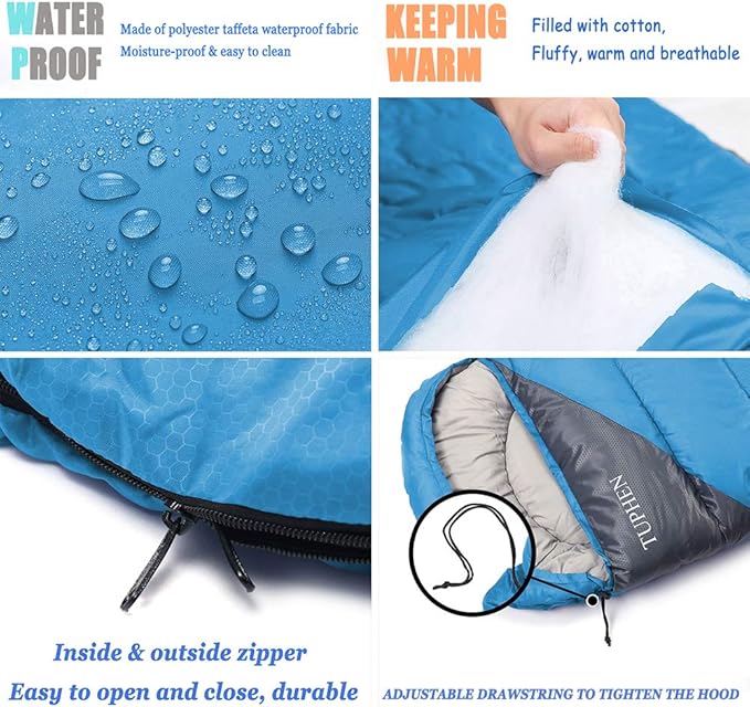 tuphen- Sleeping Bags for Adults Kids Boys Girls Backpacking Hiking Camping - Image 2