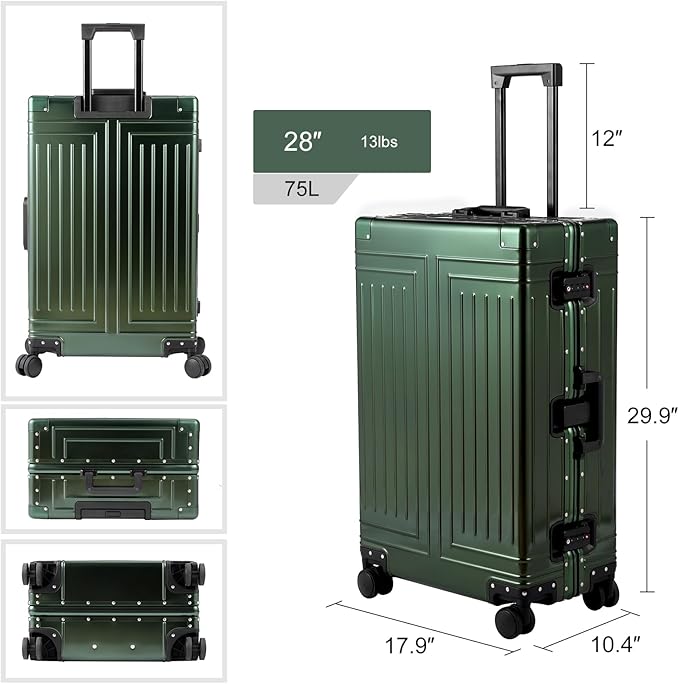 All Aluminum Magnesium Carry On Luggage，Cut from Whole Aluminum Sheet，22x14x9 - Image 6