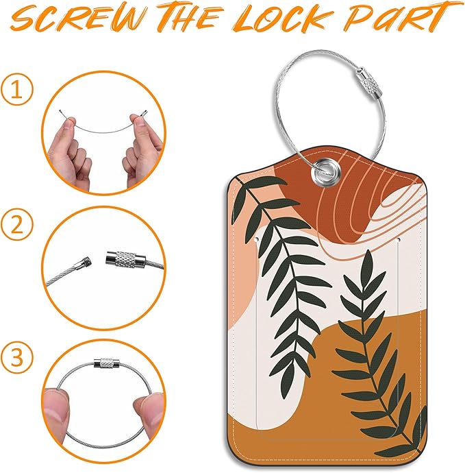 Boho Abstract Leaves Luggage Tag - Image 4