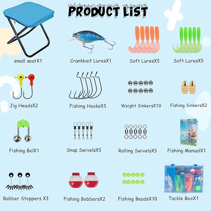Kids Fishing Pole Set, Telescopic Fishing Rod Reel Combo Kids Starter Kit - Image 3