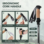 KINGGEAR Nordic Walking Stick, TP1 Hiking Poles Retractable Lightweight 7075 - Image 6
