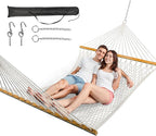 Double Hammock for 2 Person, Handwoven Cotton Rope Hammock by ANAGOO