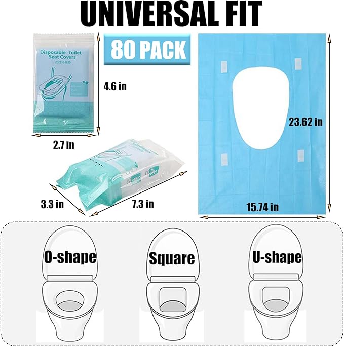 80 Pack Toilet Seat Covers Disposable 16x24 Inch XL Portable Toilet Liners - Image 2