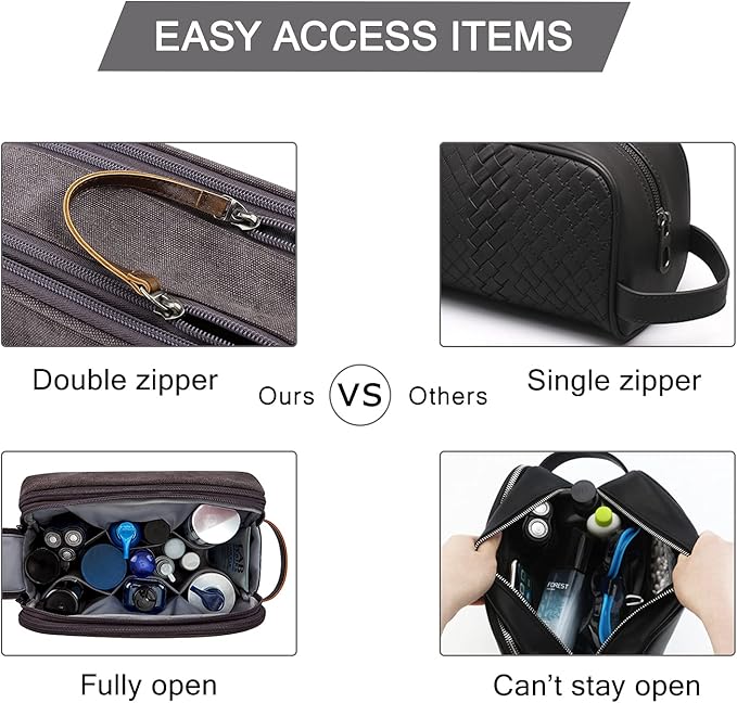 BAGSMART Toiletry Bag for Men, Canvas Travel Toiletry Organizer Dopp Kit - Image 5