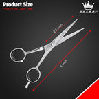 Professional Barber Shears 6” – High Carbon Stainless Steel Hair Cutting Scissors with Razor Sharp Edge for Salon & Home Use by S.H.E.R.R.Y (Silver, 6 inches)