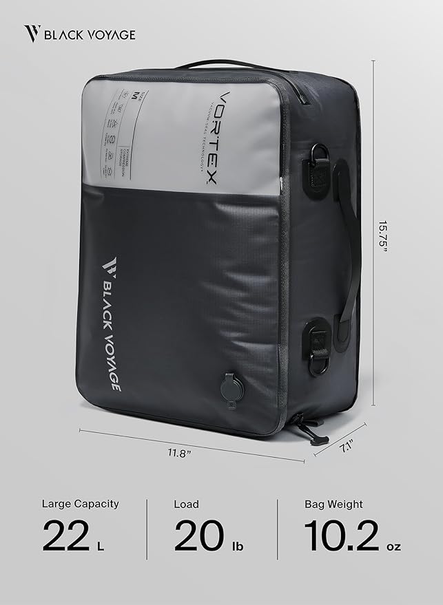 Black Voyage Reusable Vacuum Compression Travel Bag - Image 9