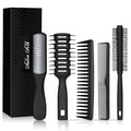SalonSilk Hair Brush for Men, 5PCS Men Hair Brush & Styling Comb Set, Professional Barber Tools for All Hair Types, Perfect for Styling, Grooming, and Detangling