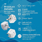 Ceptics UK Travel Plug Adapter, 2 in 1 Type G Adapter, US to UK Adapter - Image 4