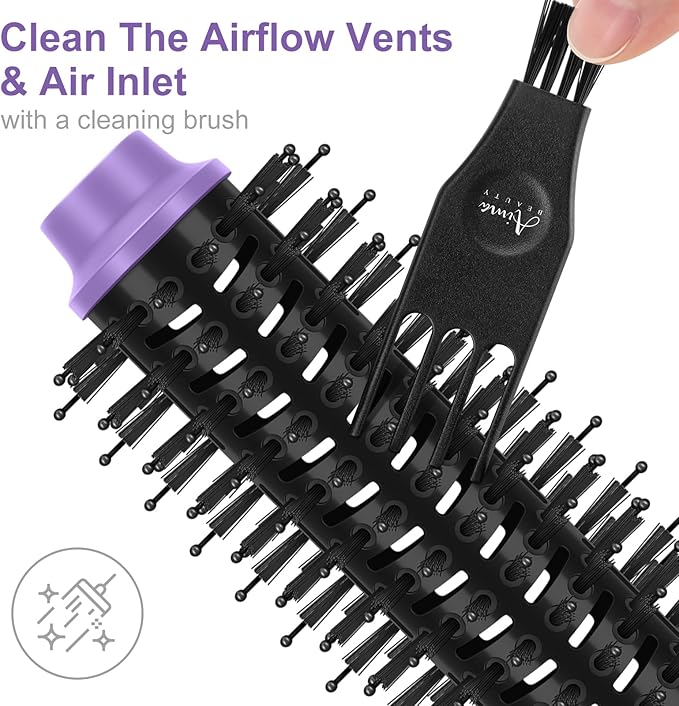 Hot Air Brush, Aima Beauty Salon One-Step Hair Dryer and Volumizer, 4-in-1 Hair Dryer Brush, Hair Styling Tools, Purple-Round