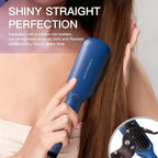 MEGAWISE Pro Ceramic Ionic Hair Straightener Brush for Home Salon | MCH Fast 20s Heating Tech with Auto-Off Safety | Anti-Scald with Universal Dual Voltage | Rotatable Power Cord (Gentian Blue)