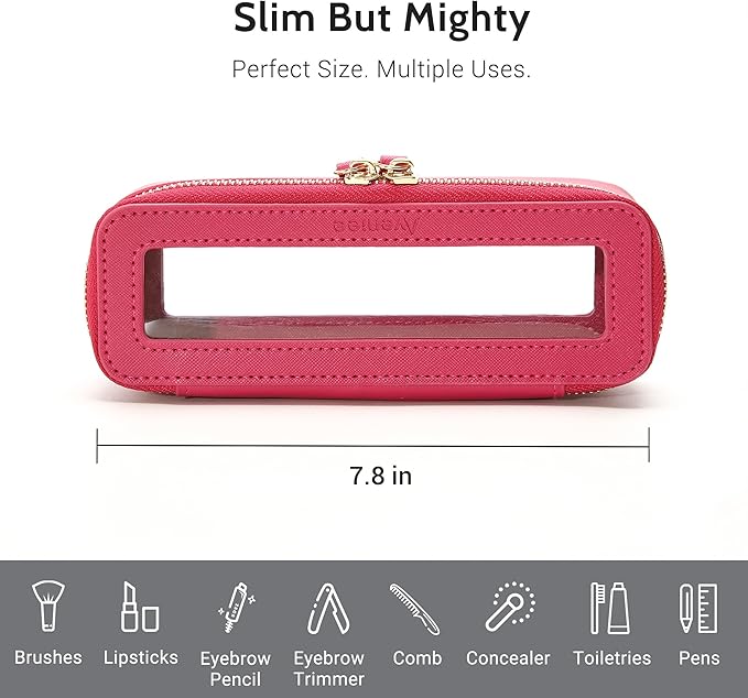 Aveniee Clear Makeup Brush Bag, Slim Brush Holder Cosmetic Case, Small Travel - Image 4