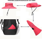 Womens Summer Sun Hat Beach Hat Wide Brim Outdoor UV Protection Hat Foldable - Image 4