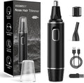 Nose Hair Trimmers for Men，Rechargeable Hair Trimmer 2 in 1 Painless Multifunctional Ear and Nose Hair Trimmer with IPX7 Waterproof Dual Edge Blades (Black Silver)