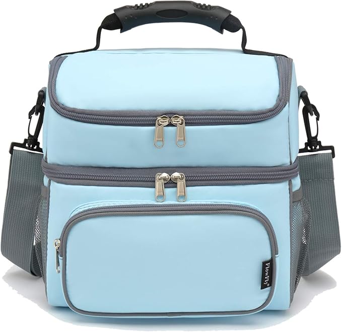FlowFly Double Layer Cooler Insulated Lunch Bag Adult Lunch Box Large Tote Bag - Image 7