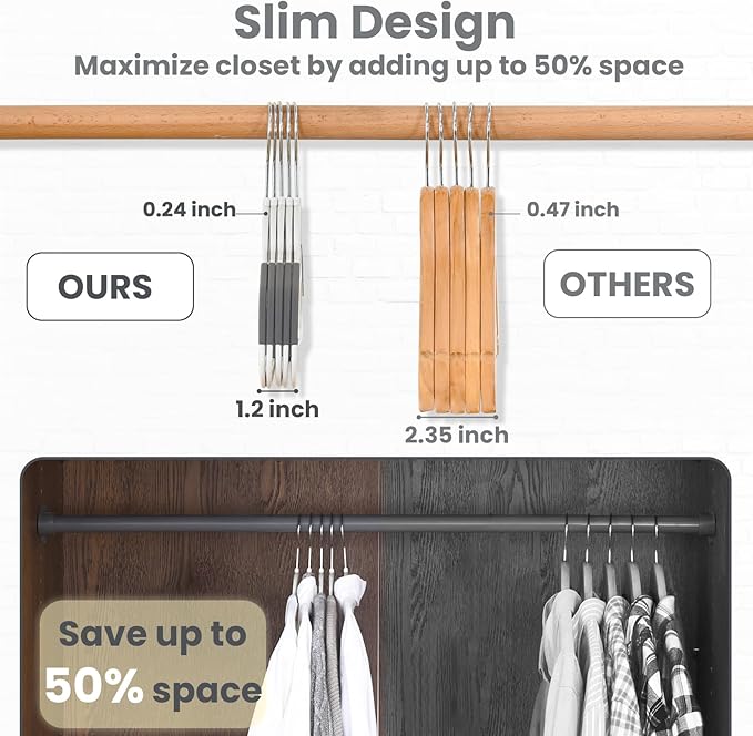 Plastic Hangers 50 Pack, Slim Clothes Hangers Non Slip, Non-staining Space - Image 6
