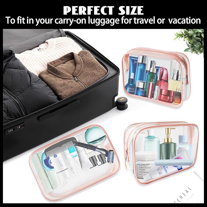 16 Pieces Clear Cosmetic Bags, Large Transparent Makeup Bags, TSA Approved - Image 6