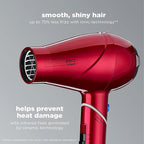 INFINITIPRO BY CONAIR Travel Hair Dryer, 1875W Compact Travel Hair Dryer with Twist Folding Handle, Conair Blow Dryer, Red