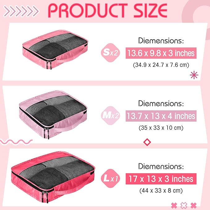 5 Pcs Packing Cubes for Suitcase Large Travel Cubes Carry on Luggage Organizer - Image 2