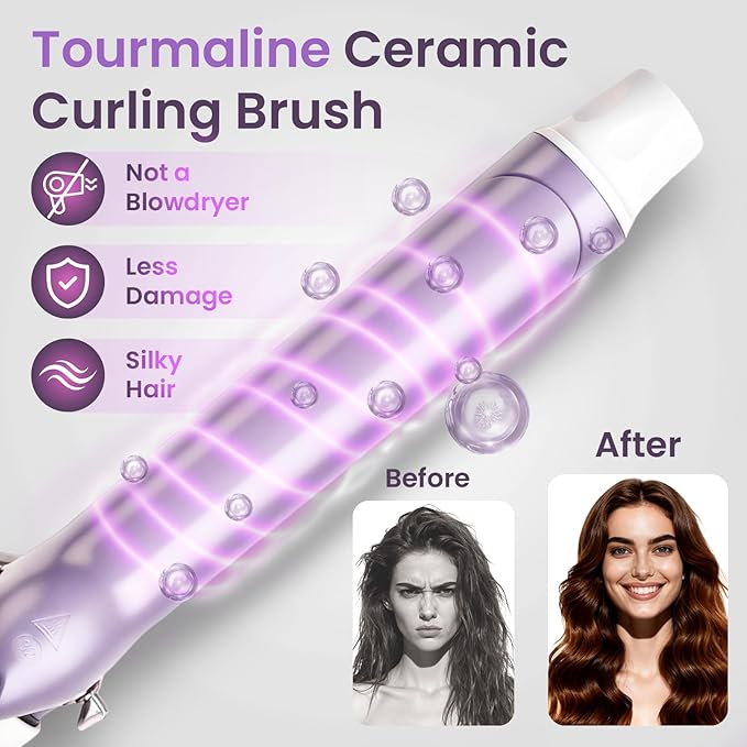 1 Inch Ceramic Curling Iron - Long Barrel Fast Heating Curling Wand, Dual Voltage 110-240V Travel,5 Adjustable Heat Settings & Automatic Shut-Off, Professional Hair Curler for Long-Lasting Curls