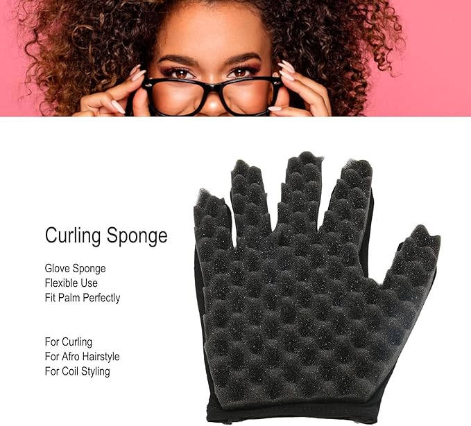 ZJchao Magic Hair Curling Sponge Gloves, Curling Sponge Glove, Afro Coil Flexible Portable Hair Sponge, for Barbers Brush Styling Tool, for Barber Salon