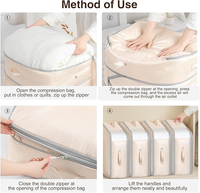 6 Pack Compression Storage Bags - 110L Large Capacity Comforter Storage Bag - Image 4
