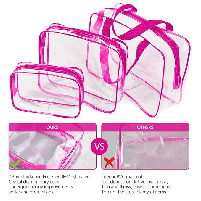 3Pcs Crystal Clear PVC Travel Toiletry Bag Kit - Image 4