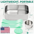 Everusely - Bento Box - Green, 37oz / 1.1 L - Stainless Steel Lunch Box - 3 - Image 2