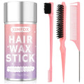 Hair Wax Stick, Slick Back Hair Brush, Wax Stick for Flyaways, Rat Tail Comb Edge Brush Styling Tool Set Accessories for Women Girls(Pink)