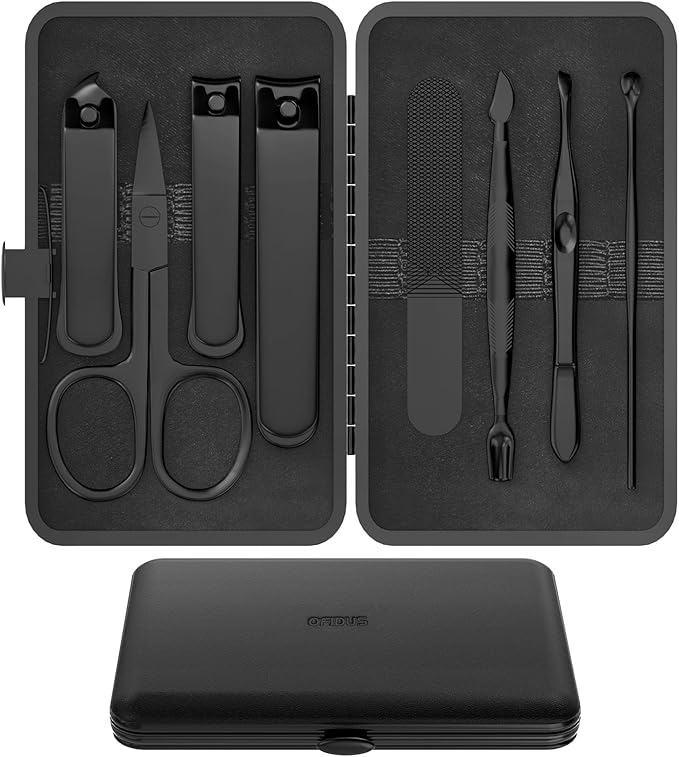 Precision 8 Pieces Men’s Nail Grooming Travel Kit, Stainless Steel Manicure Set by OFIDUS