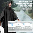 ANYOO Hooded Rain Poncho for Adults Waterproof Lightweight Rain Coat for Men - Image 5