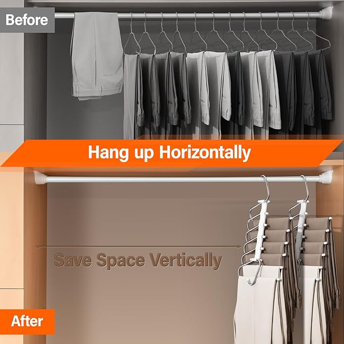 Upgraded Collapsible Pants Hangers Space Saving, 6 Layers Clothes Rack - Image 2