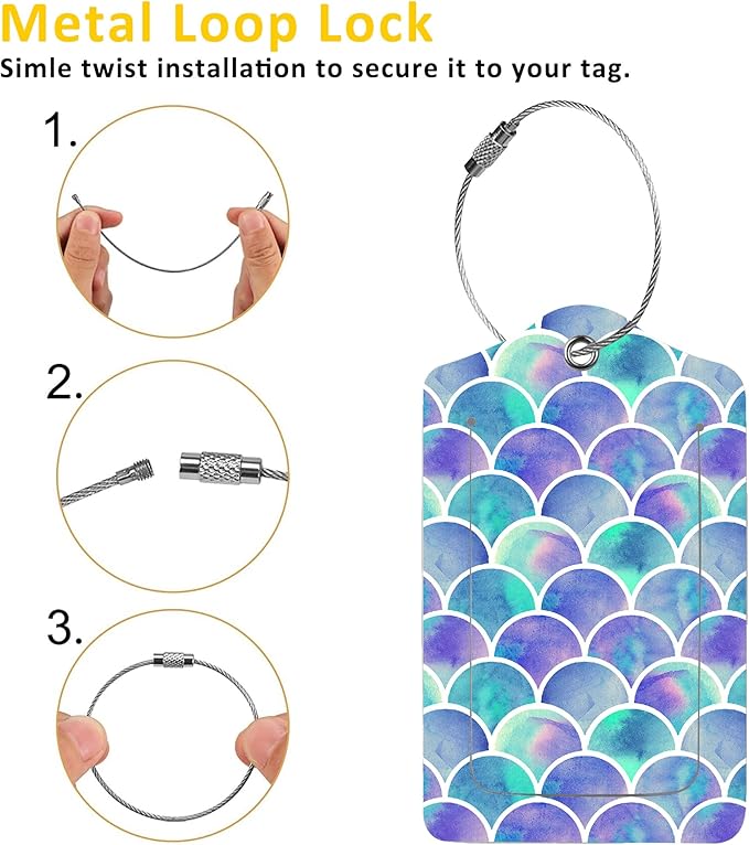 2 Pack Mermaid Scales Luggage Tags - Image 3