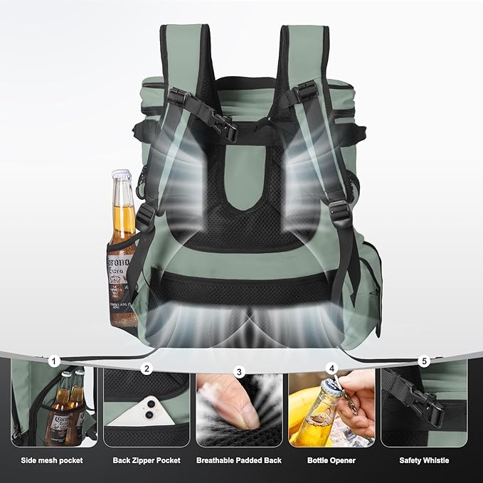 Beach Cooler Backpack for Men 36cans Insulated Backpack Cooler Lunch Bag for - Image 5
