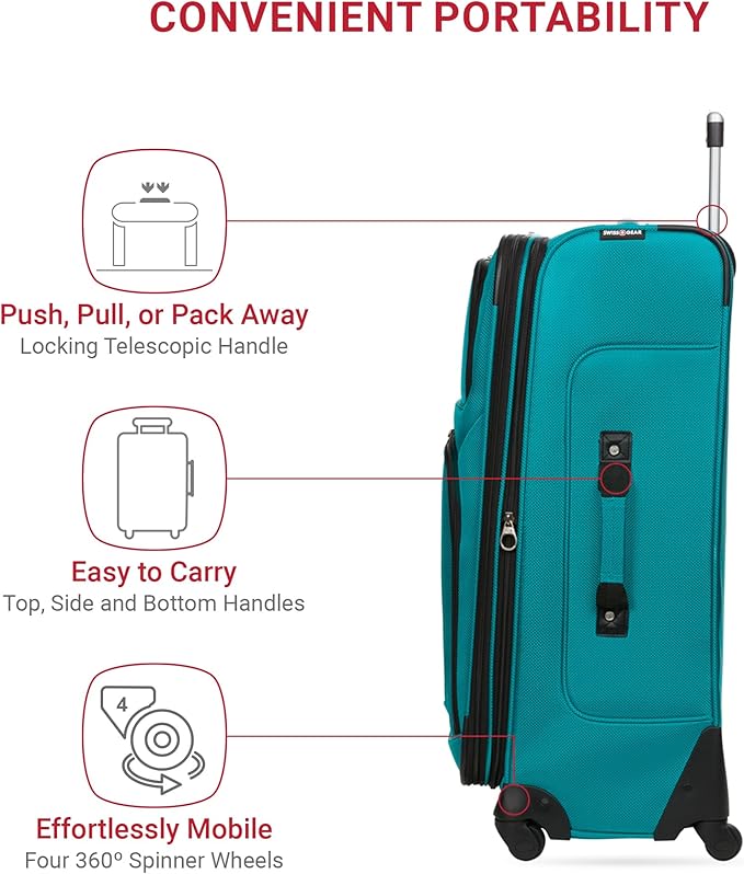 SwissGear Sion Softside Expandable Luggage, Checked-Medium 25-Inch - Image 2