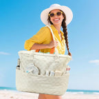 LEDAOU Large Beach Tote Bag Women Waterproof Sandproof Zipper Beach Tote Bag - Image 2