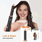 5 in ONE Blow Dryer Brush, Curling Wand Hair Styling Tools Set, Ionic Hot Air Hair Dryer, Massage Oval Hair Dryer, Left&Right Hair Curlers 100-120V