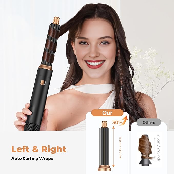 5 in ONE Blow Dryer Brush, Curling Wand Hair Styling Tools Set, Ionic Hot Air Hair Dryer, Massage Oval Hair Dryer, Left&Right Hair Curlers 100-120V