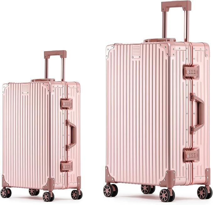 Metal All Aluminum Carry-on Luggage TSA Customs Lock Zipperless Silent Rotary by XZSP+AISU