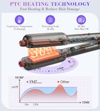FMZ Flat Iron Hair Straightener Curler and Crimper, Professional 4 in 1 Hair Styling Irons for Straightening, Crimping, Curling, Dual Voltage, Auto Shut-Off, Small and Portable for Women Travel Home