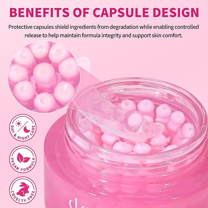 dewyhour Pink Collagen Capsule Face Cream, Lightweight Face Moisturizer, Smoothing & Firming, Brightening Glow, Improves Appearance of Uneven Tone, Korean Skincare, For Dry Skin