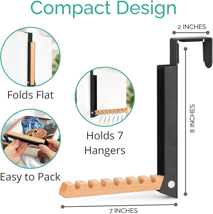Over The Door Coat Rack: Portable Folding Travel-Friendly Over The Door Clothes - Image 2