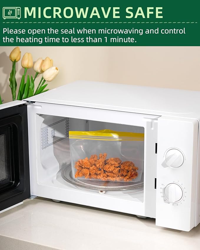 Lerine 20 Pack Reusable Freezer Bags Dishwasher Microwave Safe, Stand Up - Image 6