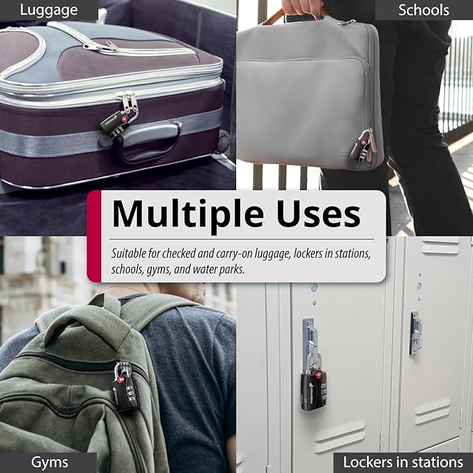 TSA Accepted Luggage Locks, Fosmon Open Alert Indicator 3 Digit Combination - Image 6