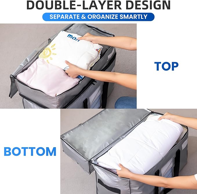 TAILI 2 Tier Extra Large Moving Bags, 4 Pack Silver Heavy Duty Totes - Image 6