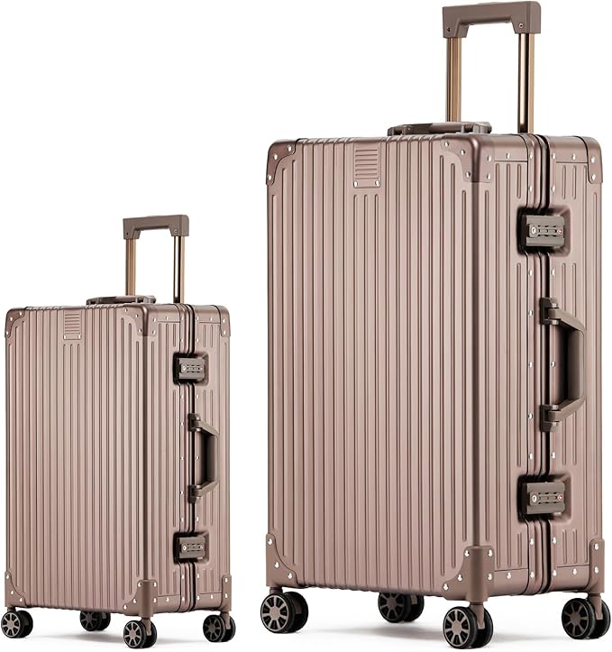 Metal All Aluminum Carry-on Luggage TSA Customs Lock Zipperless Silent Rotary by XZSP+AISU