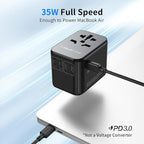 MOMAX Universal Travel Adapter, PD 35W Fast International Power Adapter - Image 3
