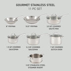 T-fal Stainless Steel Cookware Set, 11 Piece, Induction Cookware, Oven Safe to - Image 2