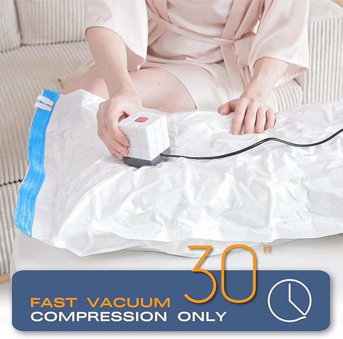 Vacuum Storage Bags for Clothing, 8 Pack Vacuum Seal Bags for Clothes, - Image 4