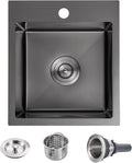 POPFLY Kitchen Sink, 15×17 Inch Drop In Black Small Kitchen Sinks, 18 Gauge by POPFLY